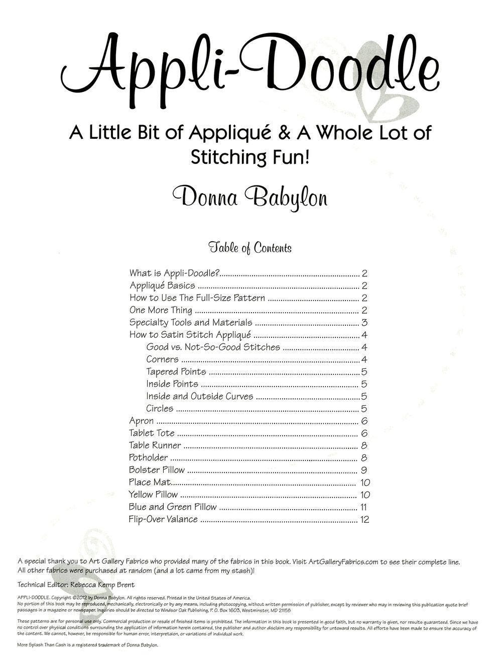 Appli-Doodle Applique Pattern Book by Donna Babylon