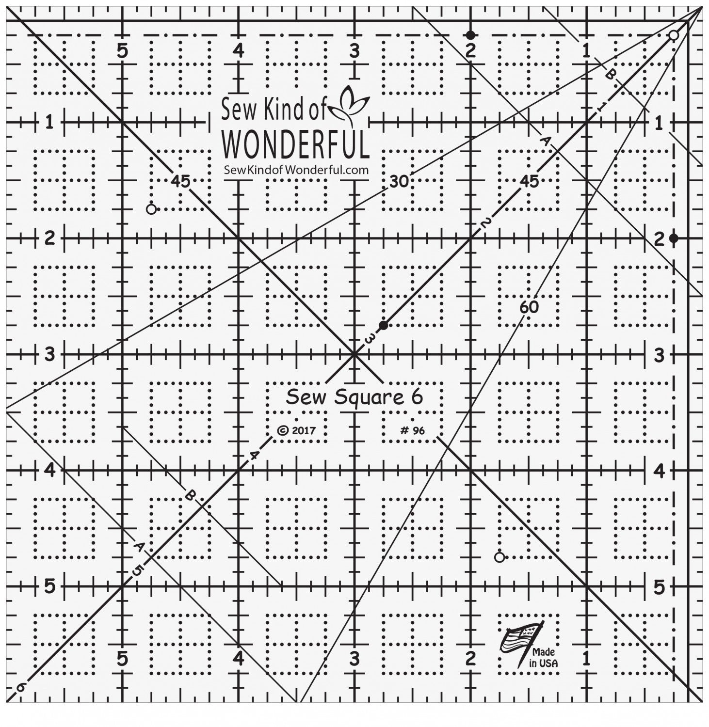 Sew Square 6 Quilt Ruler by Jenny Pedigo for Sew Kind of Wonderful