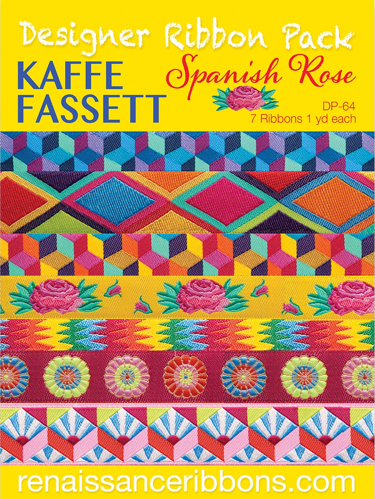 Spanish Rose Designer Ribbon Pack by Kaffe Fassett for Renaissance Ribbons