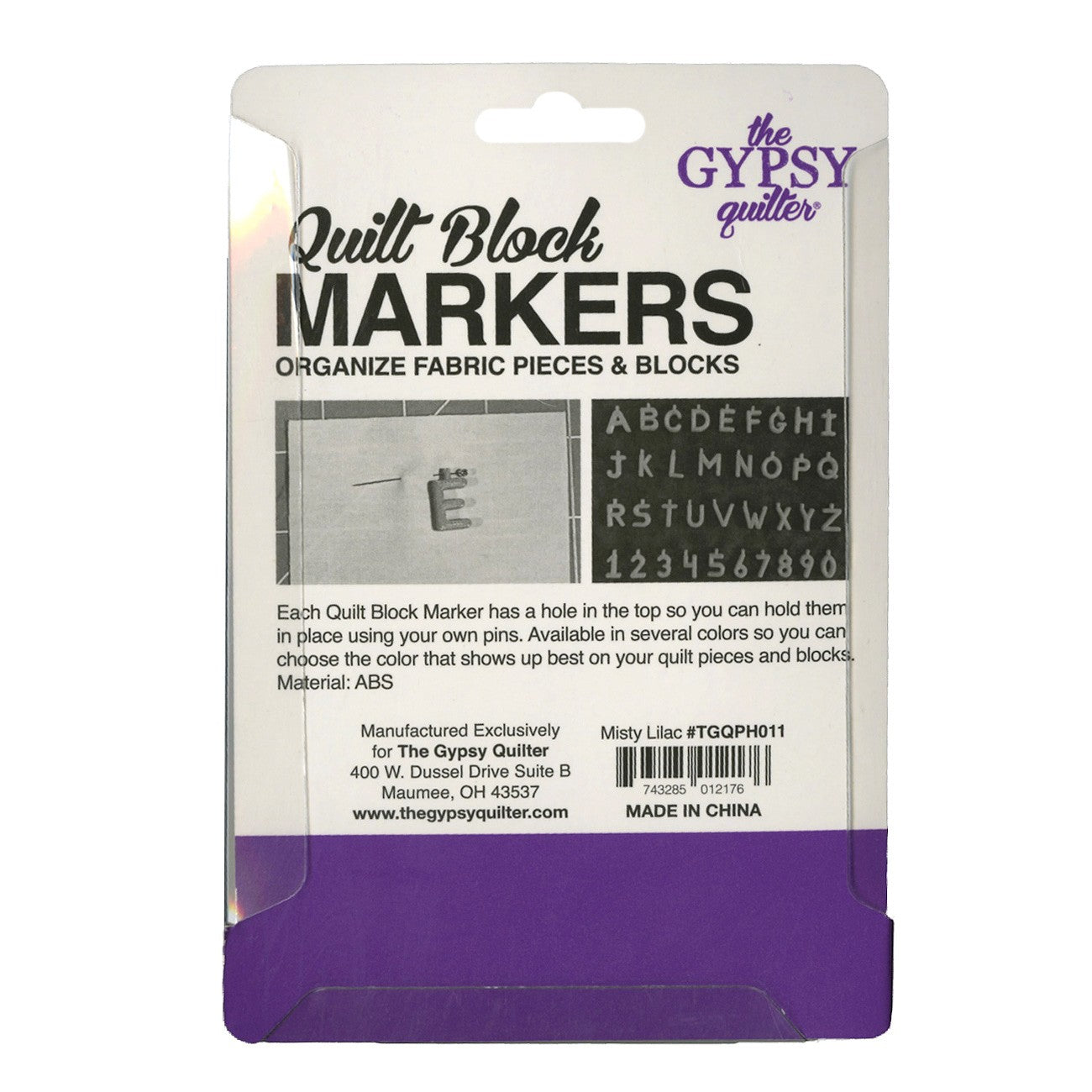 Lilac Pink Quilt Block Markers Misty by Purple Hobbies LLC for The Gypsy Quilter