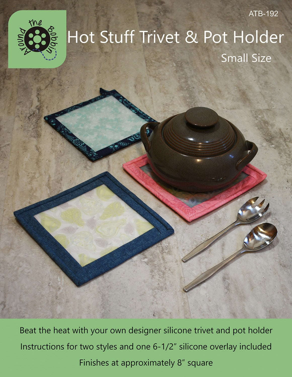 Hot Stuff Small Trivet And Pot Holder Pattern by Lisa Amundson for Around the Bobbin