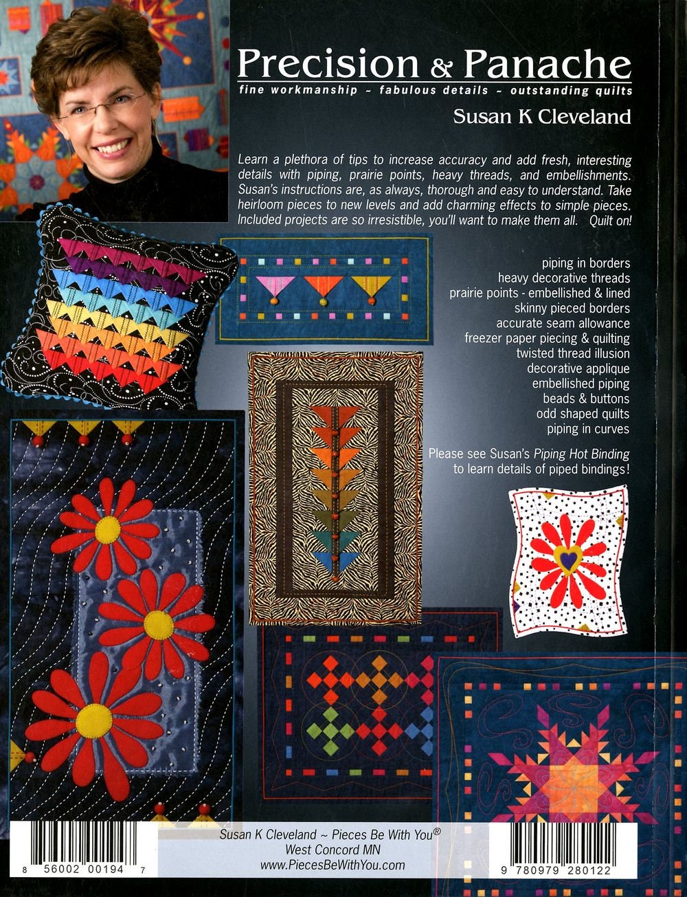Precision And Panache Quilt Pattern Book by Susan K Cleveland of Pieces Be With You
